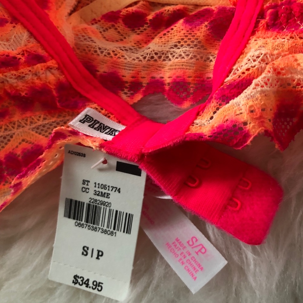 NWT VS Pink Orange and Pink Tie-Dye Lace Bralette - Picture 4 of 4